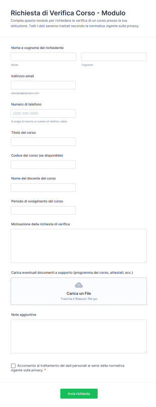 Richiesta Di Verifica Corso Modulo