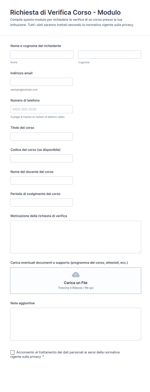 Richiesta Di Verifica Corso Modulo