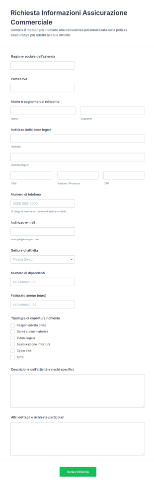 Richiesta Informazioni Assicurazione Commerciale