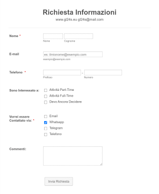 Richiesta Informazioni Attività Form Template