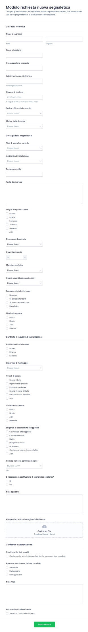 Richiesta Insegne Form