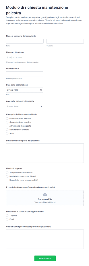 Richiesta Manutenzione Palestra