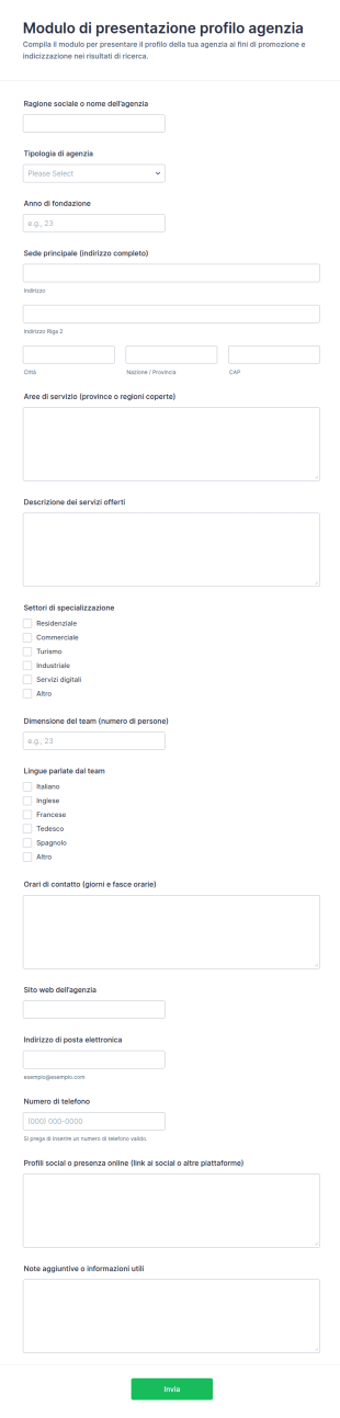 Richiesta Profilo Agenzia Form