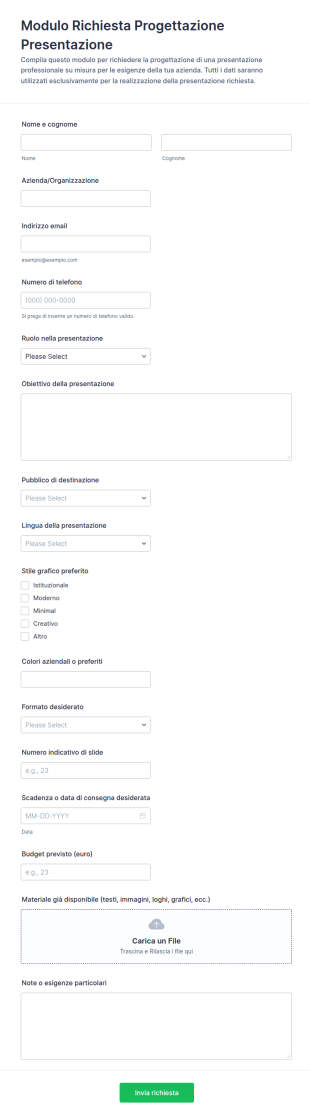Richiesta Progettazione Presentazione