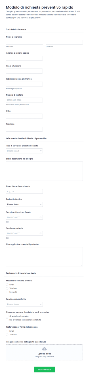Richiesta Rapida Preventivo