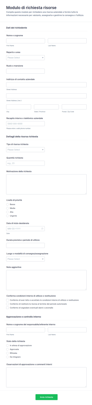 Richiesta Risorse Form