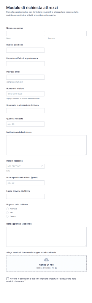 Modulo Di Richiesta Strumenti