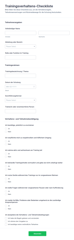 Richtlinien Zur Schulungsdurchführung Survey