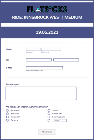 Ride Registration Form Template