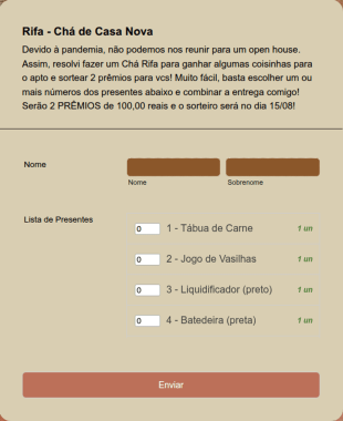 Rifa Chá De Casa Nova