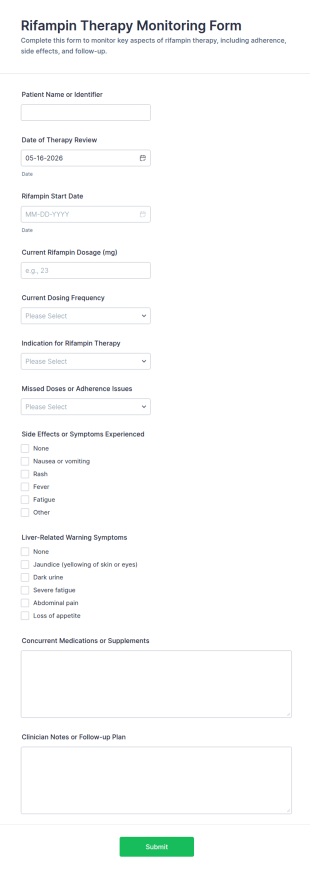 Rifampin Therapy Monitoring Form Template