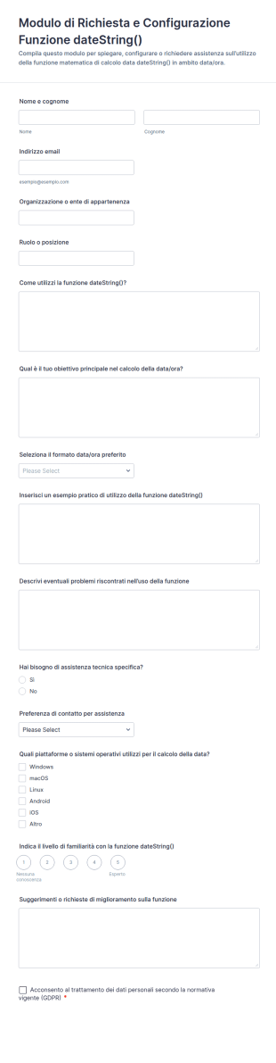 Riferimento Funzione Data Form