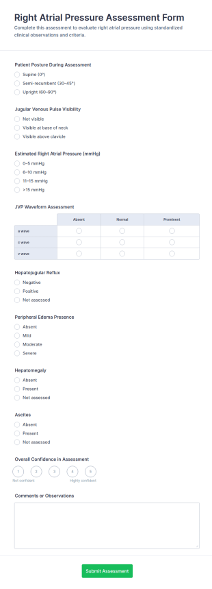 Right Atrial Pressure Assessment Form Template