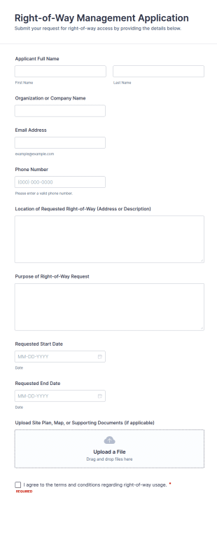 Right Of Way Management Application Form Template