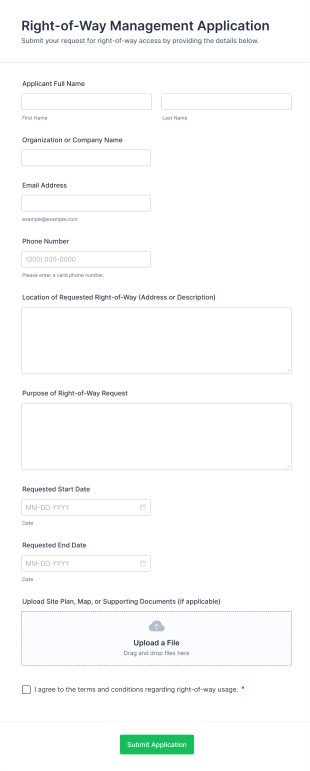 Right Of Way Management Application Form Template