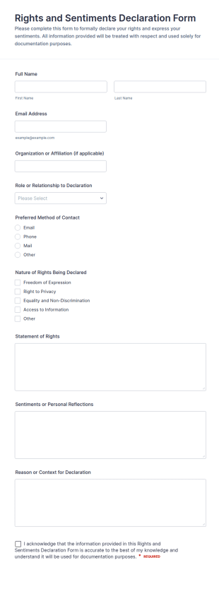 Rights And Sentiments Declaration Form Template