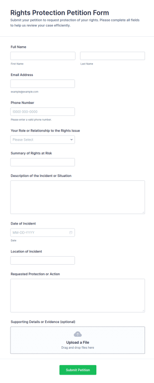 Rights Protection Petition Form Template