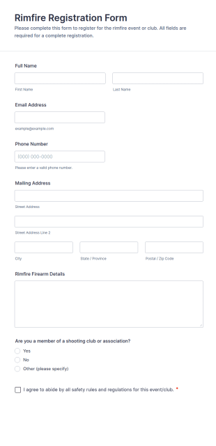 Rimfire Registration Form Template