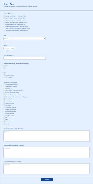 Risco Zero Outubro/2021 Form Template