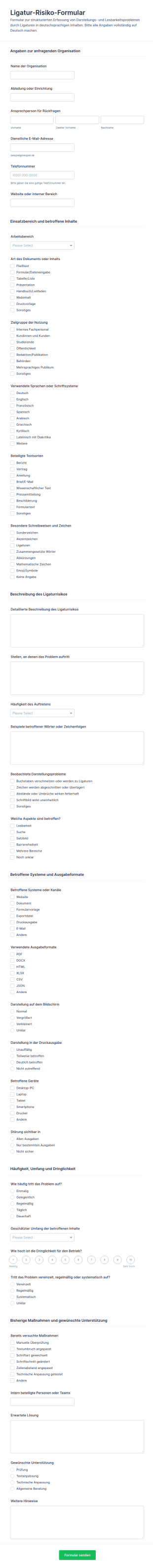 Risikoabschätzungsformular Für Ligaturen
