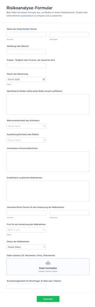 Risikoanalyse Formular