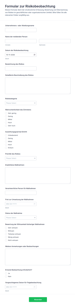 Risikobeobachtungs Formular