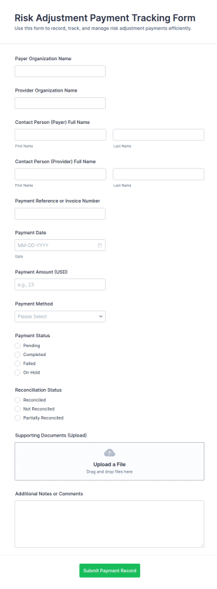Risk Adjustment Payment Tracking Form Template