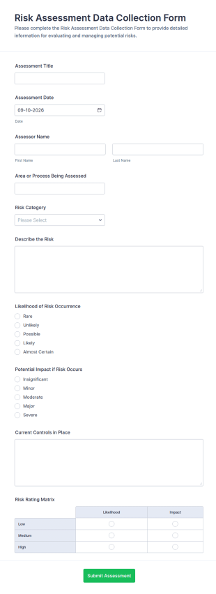 Risk Assessment Data Collection Form Template