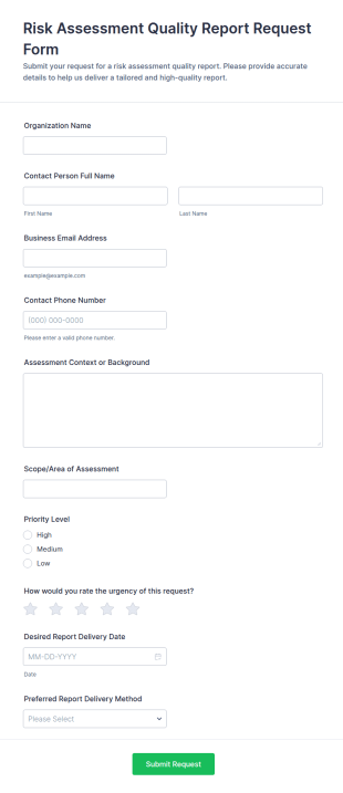 Risk Assessment Quality Report Request Form Template