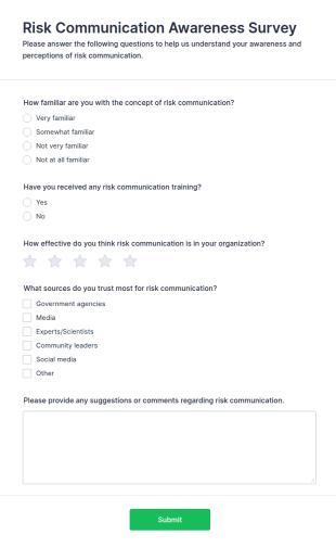 Risk Communication Awareness Survey Form Template