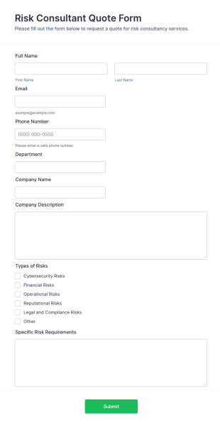 Risk Consultant Quote Form Template
