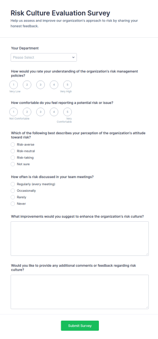 Risk Culture Evaluation Survey Form Template