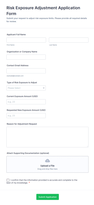 Risk Exposure Adjustment Application Form Template