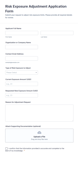 Risk Exposure Adjustment Application Form Template