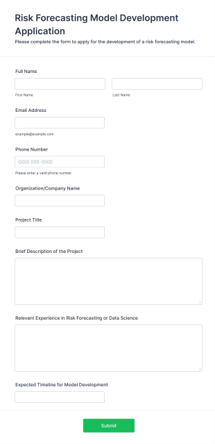 Risk Forecasting Model Development Application Form Template