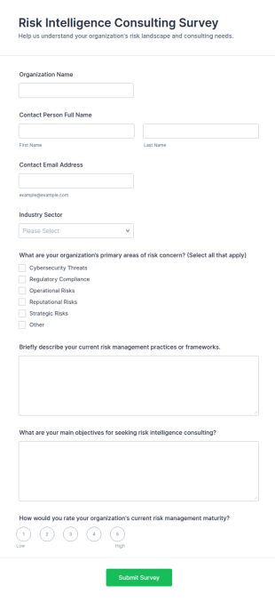 Risk Intelligence Consulting Survey Form Template