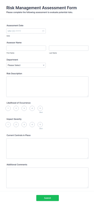 Risk Management Assessment Form Template
