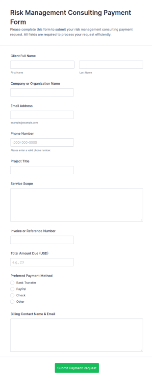 Risk Management Consulting Payment Form Template