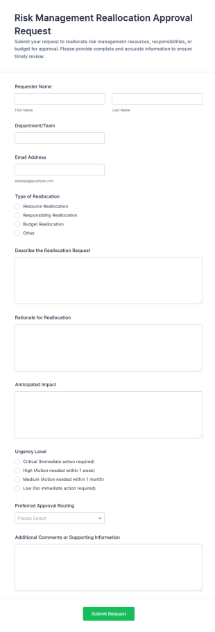 Risk Management Reallocation Approval Request Form Template