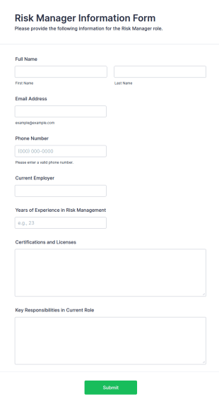 Risk Manager Information Form Template