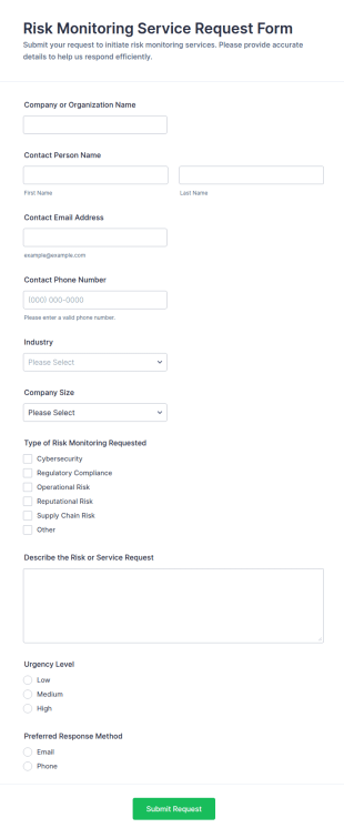 Risk Monitoring Service Request Form Template