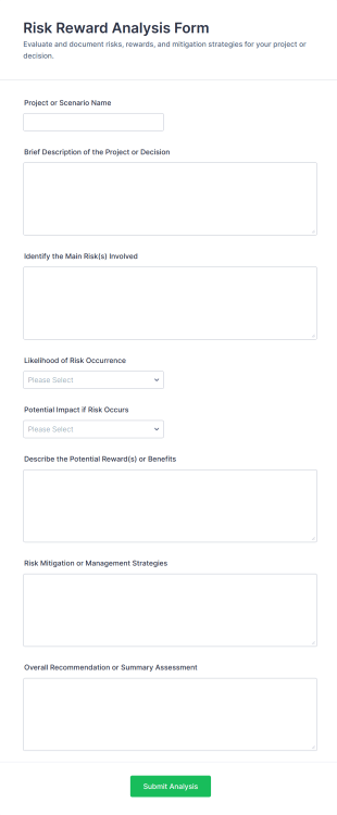 Risk Reward Analysis Form Template