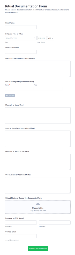 Ritual Documentation Form Template