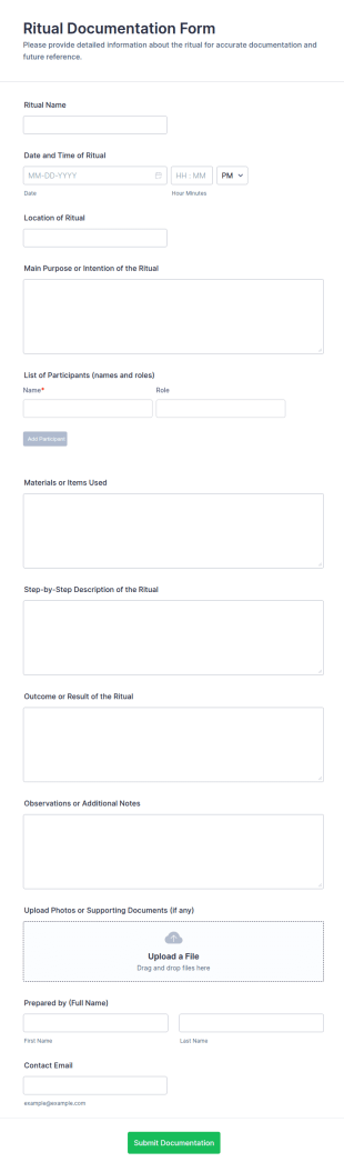 Ritual Documentation Form Template