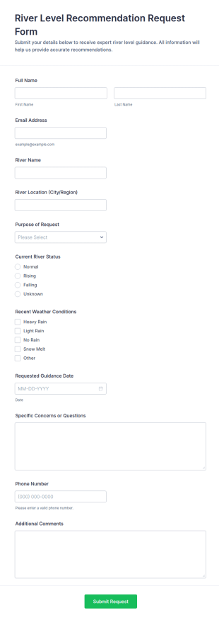 River Level Recommendation Request Form Template