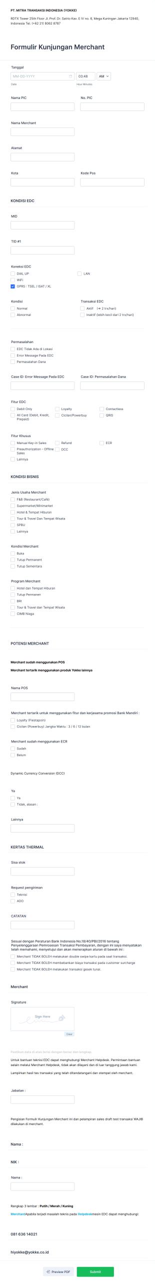 Form Kunjungan Merchant