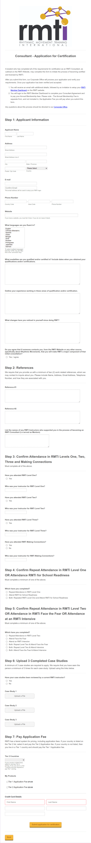Consultant Certificate Application Form Template