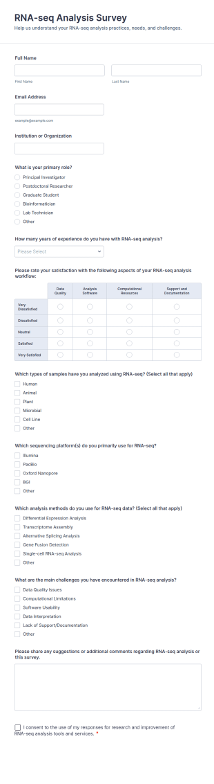 RNA Seq Analysis Survey Form Template