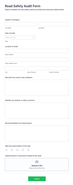 Road Safety Audit Form Template