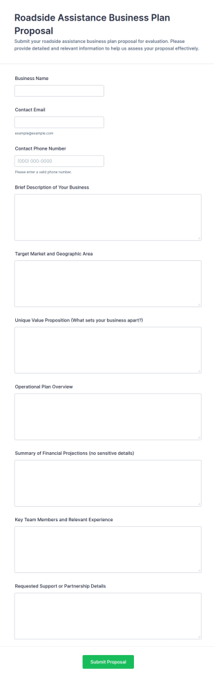 Roadside Assistance Business Plan Proposal Form Template